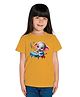 Bratma Cotton Half Sleeves Elephant Printed Tee - Mustard
