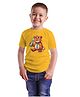 BRATMA Cotton Half Sleeves Teddy Bear Printed Tee - Mustard