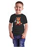 BRATMA Cotton Half Sleeves Teddy Bear Printed Tee - Black