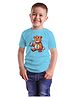 BRATMA Cotton Half Sleeves Teddy Bear Printed Tee - Sky Blue