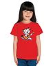 Bratma Cotton Half Sleeves Cute Baby Tiger Printed Tee - Red