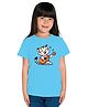 Bratma Cotton Half Sleeves Cute Baby Tiger Printed Tee - Sky Blue