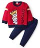 Babyhug Knit Full Sleeves Pullover Sweater Set with Animal Design - Red