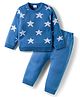 Babyhug Knit Full Sleeves Pullover Sweater Set with Star Design - Blue