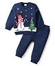 Babyhug Knitted Full Sleeves Sweater Set With Christmas Design - Navy Blue