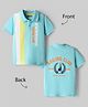 Pine Kids Cotton Knit Half Sleeves Polo T-Shirt with Front & Back Sailing Club Print - Light Blue