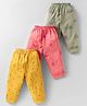 Zero Sinker Knit Full Length Leggings with Pineapple Print Pack of 3 - Peach Yellow & Green