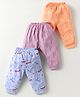 Zero Sinker Knit Full Length Leggings with Tropical & Dino Print Pack of 3 - Light Orange Purple & Light Blue