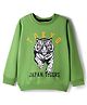 Pine Kids Knit Full Sleeves Pullover Sweatshirt with Tiger Print - Green