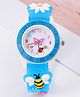 Babyhug Free Size Digital Watch With Floral & Bee Applique - Light Blue