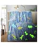 Happy Hues Dinosaur Butterfly Glow in The Dark Blanket- 200 x 150 cm Queen size Super Soft Fluffy Flannel Fleece All Season Blanket-Blue