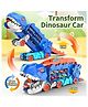 Happy Hues Dinosaur Storage Truck Toy-with Foldable Sliding 25-Inch Race Track and 2 mini Cars Transformable Into Standing Dinosaur-Toddler Car Toys Set for Kids Boys Girls- Green