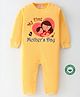 BLUSHES 100% Cotton Mothers Day Theme Full Sleeves My First Mothers Day Text Printed Romper - Yellow