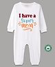 BLUSHES 100% Cotton Mothers Day Theme Full Sleeves I Have A Super Mom Text Printed Romper - White