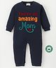 BLUSHES 100% Cotton Mothers Day Theme Full Sleeves You Re An Amazing Mom Text Printed Romper - Navy Blue