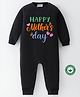 BLUSHES 100% Cotton Mothers Day Theme Full Sleeves Typography Printed Romper - Black
