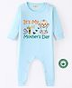 BLUSHES 100% Cotton Mothers Day Theme Full Sleeves Its My 1st Mothers Day Text Printed Romper - Powder Blue