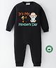 BLUSHES 100% Cotton Mothers Day Theme Full Sleeves Its My 1st Mothers Day Text Printed Romper - Black