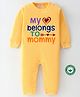 BLUSHES 100% Cotton Mothers Day Theme Full Sleeves My Heart Belongs To Mommy Text Printed Romper - Yellow