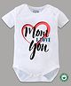 BLUSHES 100% Cotton Mothers Day Theme Half Sleeves Mom I Love You Text Printed Onesie - White