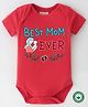 BLUSHES 100% Cotton Mothers Day Theme Half Sleeves Best Mom Ever Text Printed Onesie - Red