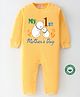 BLUSHES 100% Cotton Mothers Day Theme Full Sleeves My 1st Mothers Day Text Printed Romper - Yellow