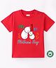 BLUSHES 100% Cotton Mothers Day Theme Half Sleeves My 1st Mothers Day Text Printed Tee - Red