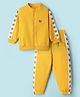 Mark & Mia Terry Knit Full Sleeves Front Zipper Winter Wear T-Shirt & Pant Set With Teddy Embroidery Detailing - Yellow
