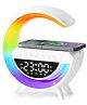 Fiddlerz LED Wireless Charging Speaker with Alarm Clock FM Radio 7-Color Mood Light Digital Display Bluetooth Ideal for Bedroom or Desk