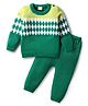 Babyhug Knitted Full Sleeves Sweater Set With Chevron Design - Green