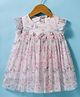 ToffyHouse Woven Frill Sleeves Frock With Floral Print & Applique - Pink