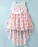ToffyHouse Woven Sleeveless High Low Party Dress with Floral Print - White