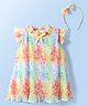 ToffyHouse Woven Frill Sleeves Printed Frock With Headband - Multicolor