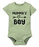 Zeezeezoo Mother Theme 100% Cotton Half Sleeves Mumma'S Boy Text Printed Onesie - Olive
