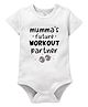 Zeezeezoo Mother Theme 100% Cotton Half Sleeves Mumma'S Future Workout Partner Text Printed Onesie - White