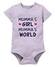 Zeezeezoo Mother Theme 100% Cotton Half Sleeves Mumma'S Girl Mumma'S World Text Printed Onesie - Lilac