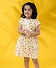 Totle Cotton Short Sleeves Abstract Printed Dress - Off White