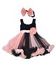 Tilism Net Woven Sleeveless Floral Applique Detailed Dress With Headband - Peach & Black