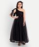 Tilism Net One Shoulder Sequins Embellished Gown - Black