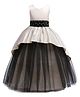 Tilism Net Knit Sleeveless Colour Blocked & Pearls Embellished Layered Gown - White