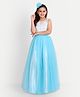 Tilism Net Sleeveless Floral Embroidered Gown - Sky Blue