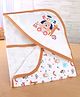 Simply Interlock Knit Hooded Towel With Toys Print L 80 x B 80 cm - Orange