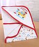 Simply Interlock Knit Hooded Towel With Animal & Car Print L 80 x B 80 cm - Red