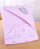 Simply Interlock Knit Hooded Towel With Text Print L 80 x B 80 cm - Lilac