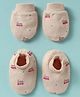Simply Cotton Interlock Knit Mitten & Booties Set with Love Mom Print - Beige