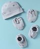 Simply Interlock Knit Caps Mitten & Booties Set With Tiger Print Grey - Diameter 11.5 cm