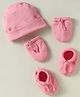 Simply Interlock Knit Caps Mitten & Booties Set With Giraffe Print Pink - Diameter 10 cm