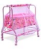 BUBBLEBABY Premium Cradle With Mosquito Net All 360° Rotating Wheels With Wheel Lock Storage Basket - Pink