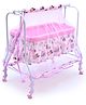 BUBBLEBABY Premium Cradle With Mosquito Net All 360° Rotating Wheels With Wheel Lock Storage Basket - WhitePink