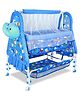 BUBBLEBABY Premium Baby Elephant Cradle With Mosquito Net All 360 Rotating Wheels With Wheel Lock Storage Basket - Blue